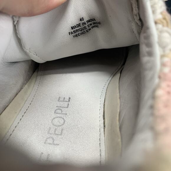 Free People Crochet Platform Sneakers Women's Size 40 US 9 Cream Beige Pink - Picture 14 of 14